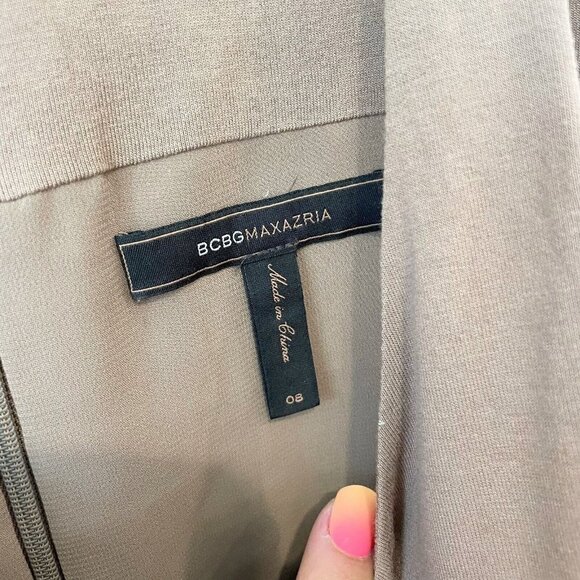 BCBGMAXAVRIA Womens Sleeveless Sheath Mini Dress Mocha Size 8 Ruffles Formal - Picture 3 of 9